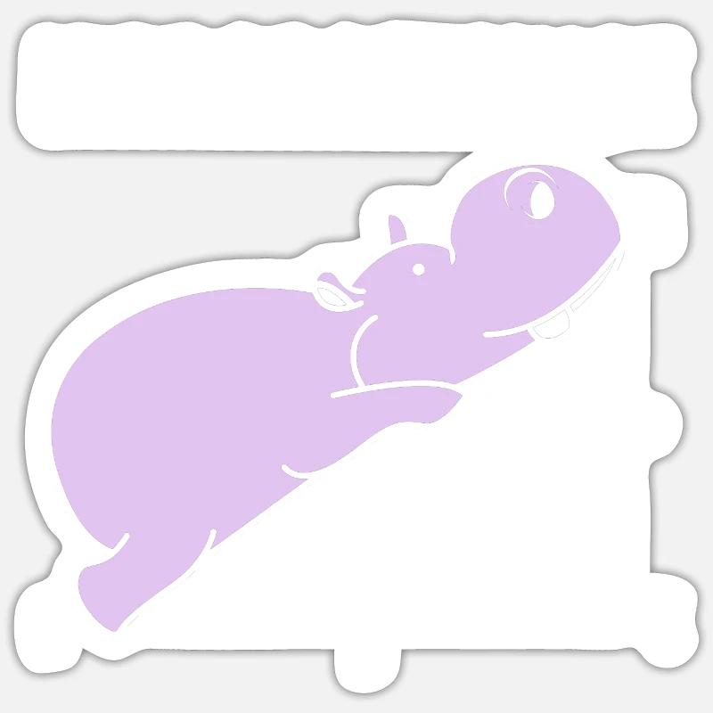 Hippopotame - Sticker taille S (10 x 10 cm) - blanc mat