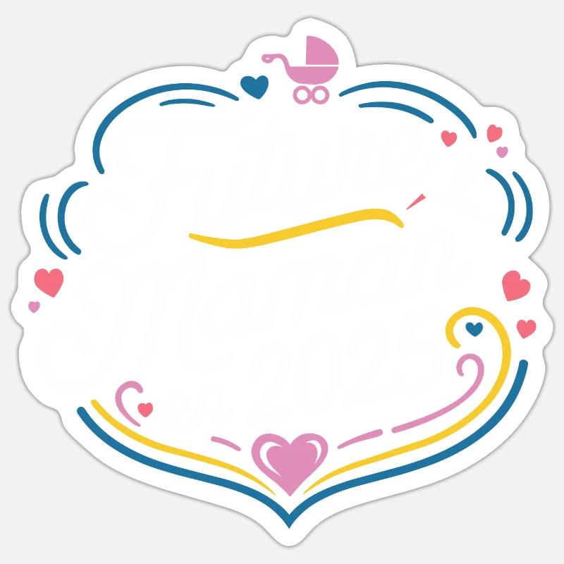 Future maman en 2025 - Sticker taille S (10 x 10 cm) - blanc mat
