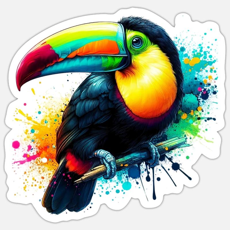 Toucan - Sticker taille S (10 x 10 cm) - blanc mat