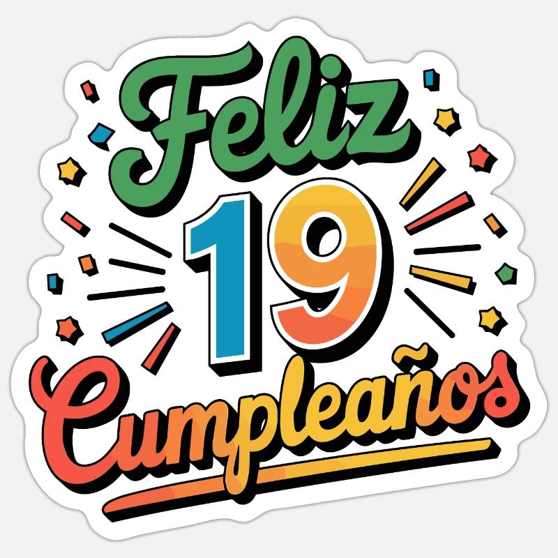 ¡Feliz 19 Cumpleaños! - Sticker size S (10 x 10 cm) - white matte