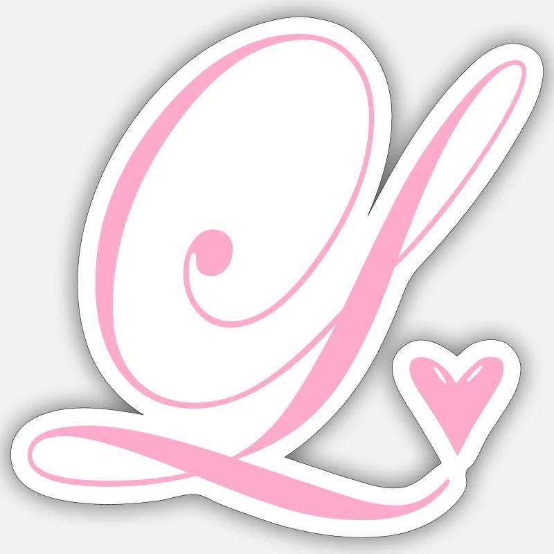 Monogram L Heart Vine - Sticker size S (10 x 10 cm) - white matte