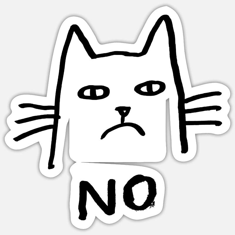 Chat Sans Humour Cadeau - Sticker taille S (10 x 10 cm) - blanc mat