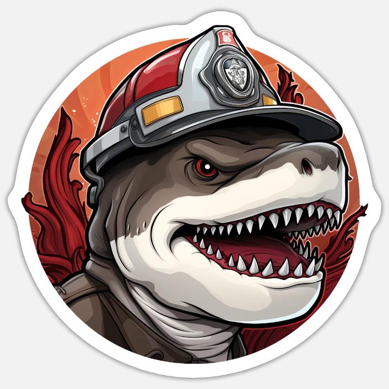 Requins des pompiers - Sticker taille S (10 x 10 cm) - blanc mat