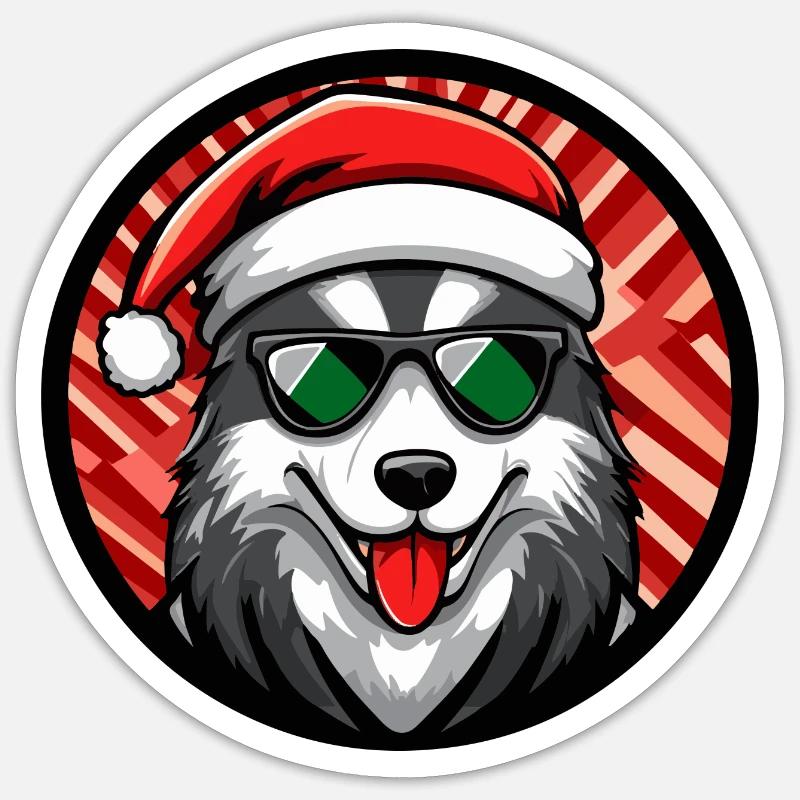Husky Dog Christmas Cool - Sticker size S (10 x 10 cm) - white matte