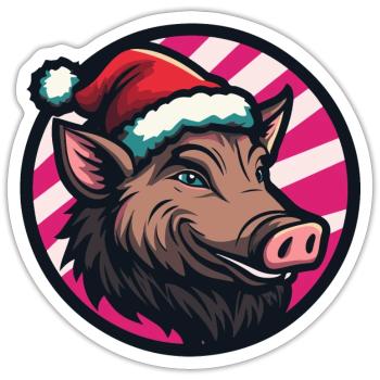 Pig Christmas Christmas Wild Boar - Sticker size S (10 x 10 cm) - white matte - Front