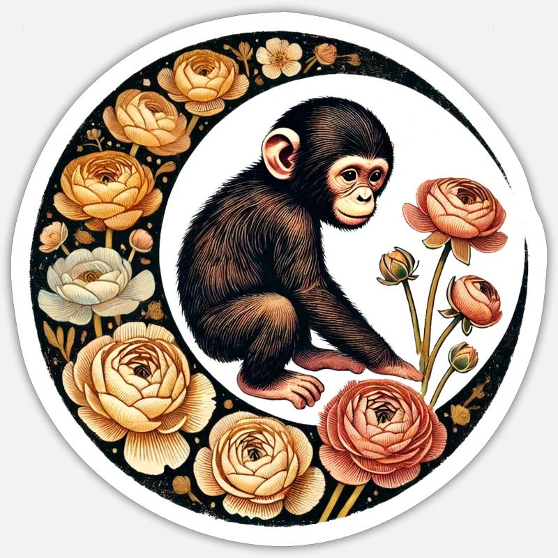 Chimpanzé - Sticker taille S (10 x 10 cm) - blanc mat