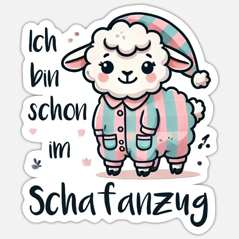 Ich bin schon im Schafanzug - Sticker Größe S (10 x 10 cm) - Mattweiß