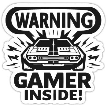 Warnung Gamer Inside - Sticker Größe S (10 x 10 cm) - Mattweiß - Vorne