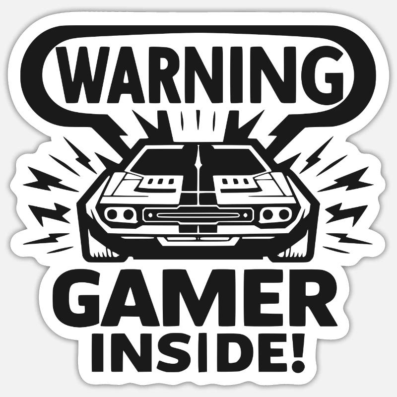 Warnung Gamer Inside - Sticker Größe S (10 x 10 cm) - Mattweiß