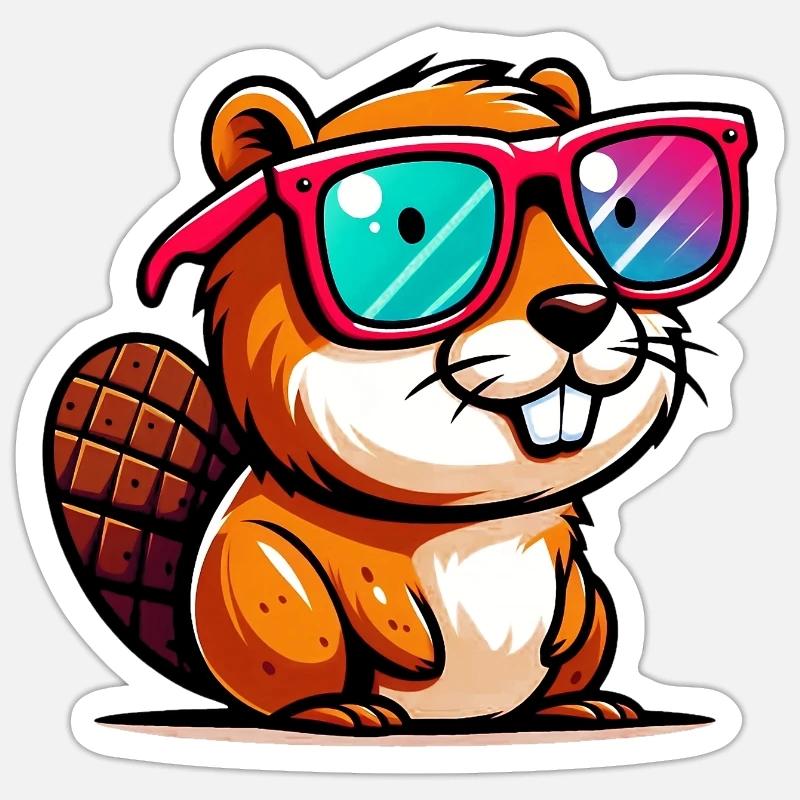 Castor - Sticker taille S (10 x 10 cm) - blanc mat
