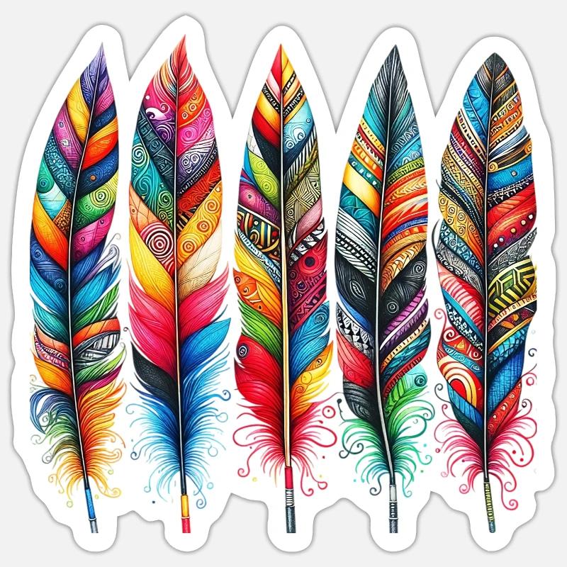 Feder - Sticker Größe S (10 x 10 cm) - Mattweiß