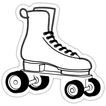 Rollerskates Line Art - Sticker Größe S (10 x 10 cm) - Mattweiß - Vorne
