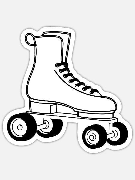 Rollerskates Line Art - Sticker Größe S (10 x 10 cm) - Mattweiß
