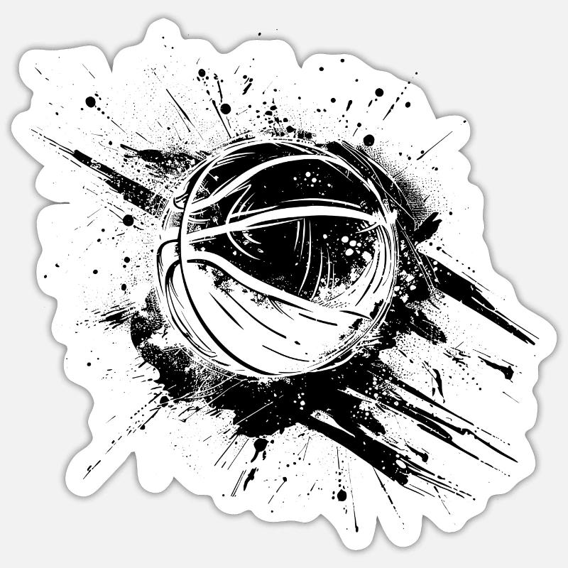Graffiti de ballon de basket-ball - Sticker taille S (10 x 10 cm) - blanc mat