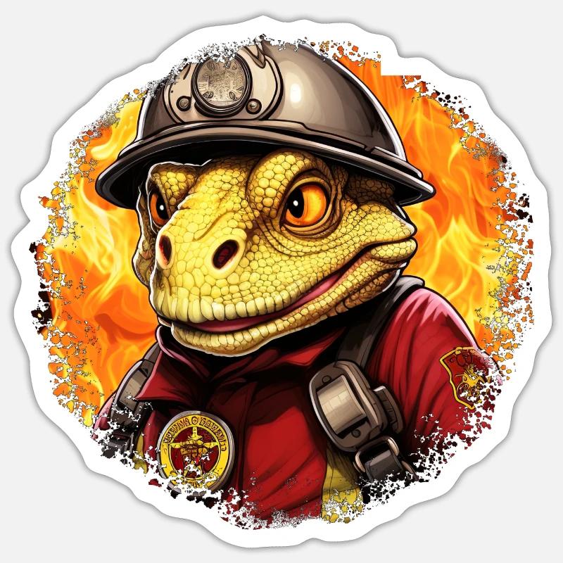 Pompiers de lézards - Sticker taille S (10 x 10 cm) - blanc mat