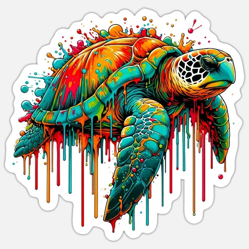 Schildkröte - Sticker Größe S (10 x 10 cm) - Mattweiß