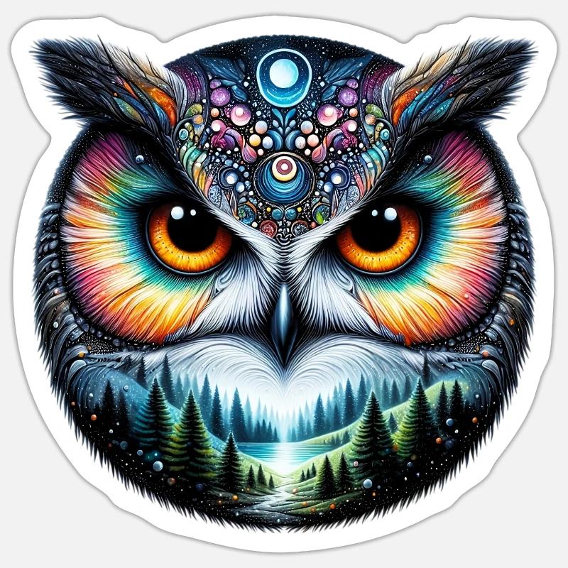 Eule - Sticker Größe S (10 x 10 cm) - Mattweiß