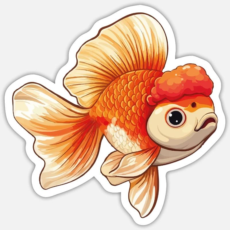 Schleierschwanz Oranda Goldfisch - Sticker Größe S (10 x 10 cm) - Mattweiß