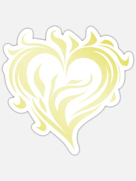 Herz Gold Flamme - Sticker Größe S (10 x 10 cm) - Mattweiß