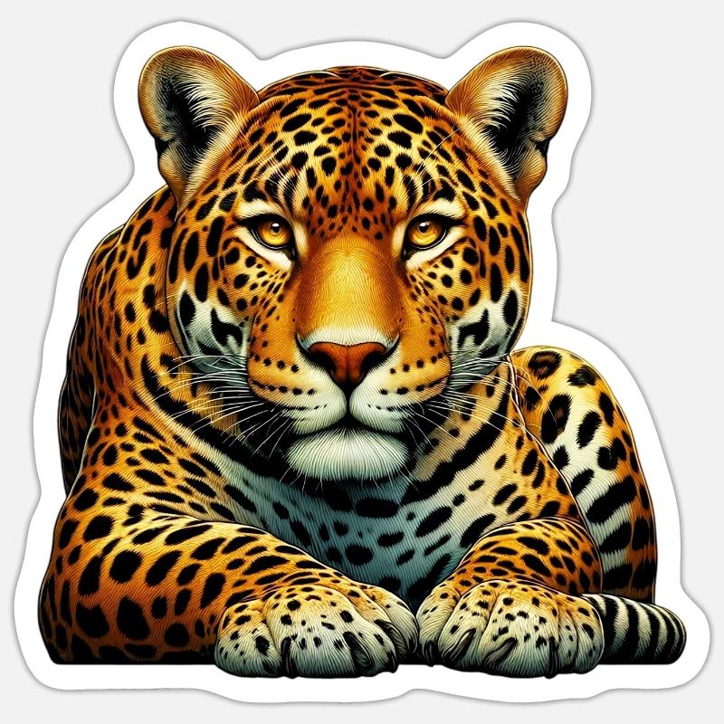 Léopard - Sticker taille S (10 x 10 cm) - blanc mat
