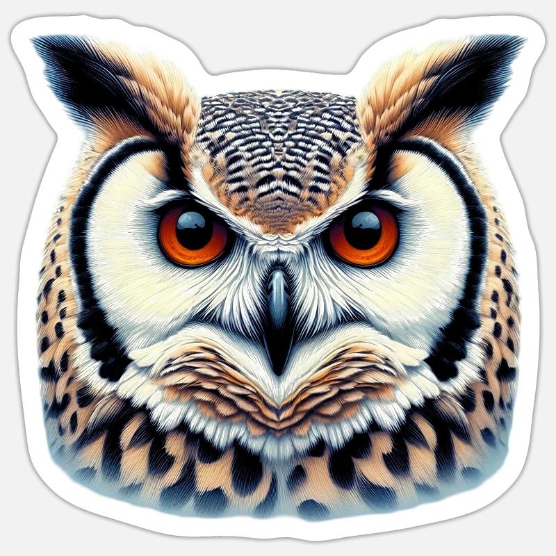 Eule - Sticker Größe S (10 x 10 cm) - Mattweiß