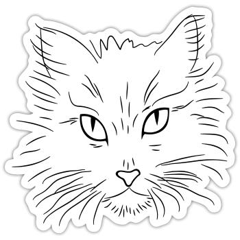 Katzenkopf mit stechenden Augen - Sticker Größe S (10 x 10 cm) - Mattweiß - Vorne