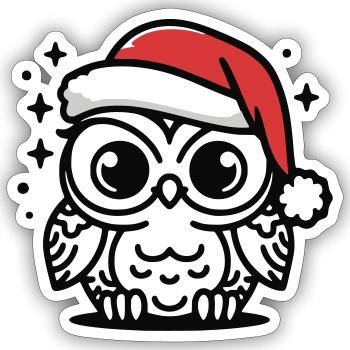 Süße Eule weihnachtlich - Sticker Größe S (10 x 10 cm) - Mattweiß - Vorne