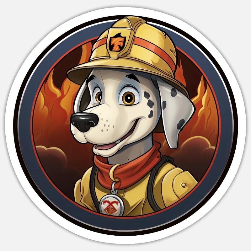 Chiens Pompiers - Sticker taille S (10 x 10 cm) - blanc mat