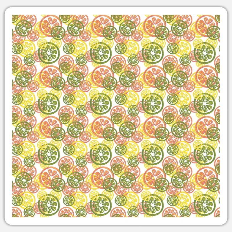 Motif Fruit Citron Orange - Sticker taille S (10 x 10 cm) - blanc mat