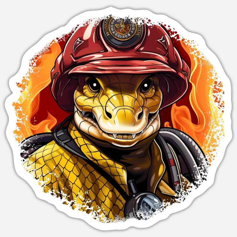 Feuerwehrmann Python - Sticker Größe S (10 x 10 cm) - Mattweiß