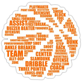 basketball wordcloud - Sticker size S (10 x 10 cm) - white matte - Front
