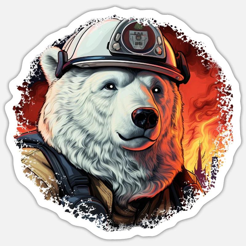 Fire Brigade Polar Bears - Sticker size S (10 x 10 cm) - white matte