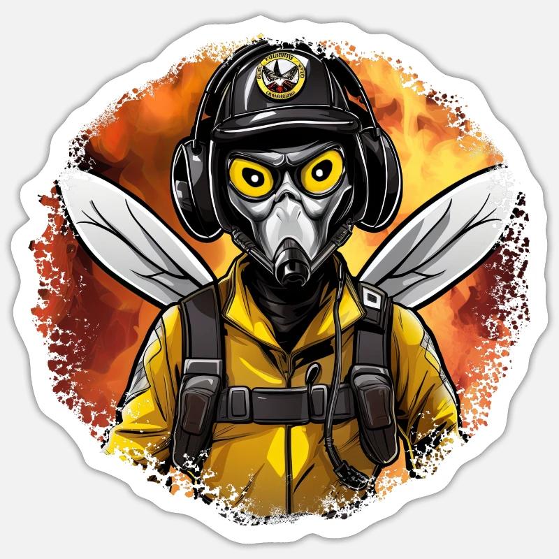 Wasp Fire Brigade - Sticker size S (10 x 10 cm) - white matte