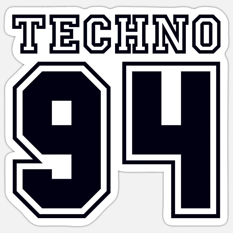 TECHNO 94 - Sticker taille S (10 x 10 cm) - blanc mat