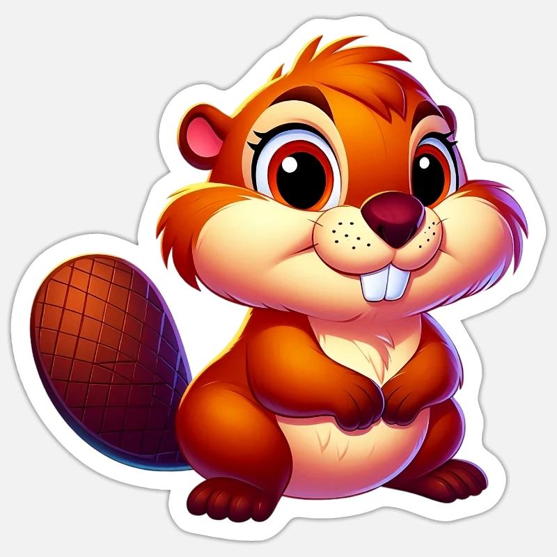 Castor - Sticker taille S (10 x 10 cm) - blanc mat