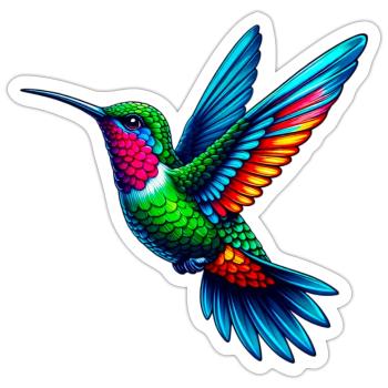 Kolibri - Sticker Größe S (10 x 10 cm) - Mattweiß - Vorne