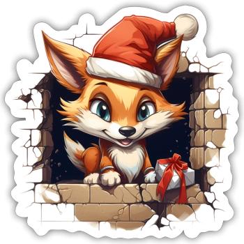 Fuchs komm raus an weihnachten - Sticker Größe S (10 x 10 cm) - Mattweiß - Vorne