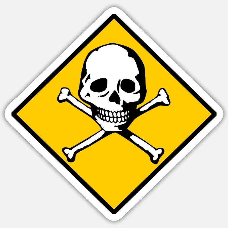 Schädel und Knochen - Sticker Größe S (10 x 10 cm) - Mattweiß