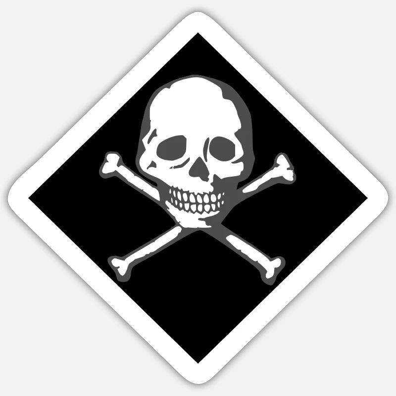 Crâne et os - Sticker taille S (10 x 10 cm) - blanc mat