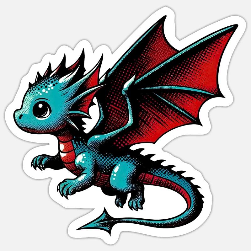 Dragon - Sticker taille S (10 x 10 cm) - blanc mat