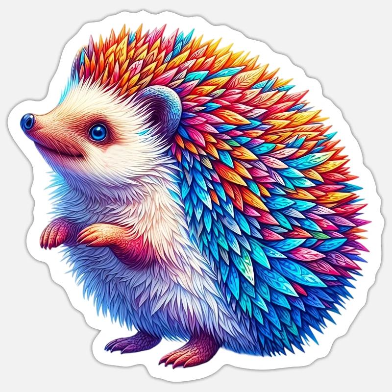 Hérisson - Sticker taille S (10 x 10 cm) - blanc mat