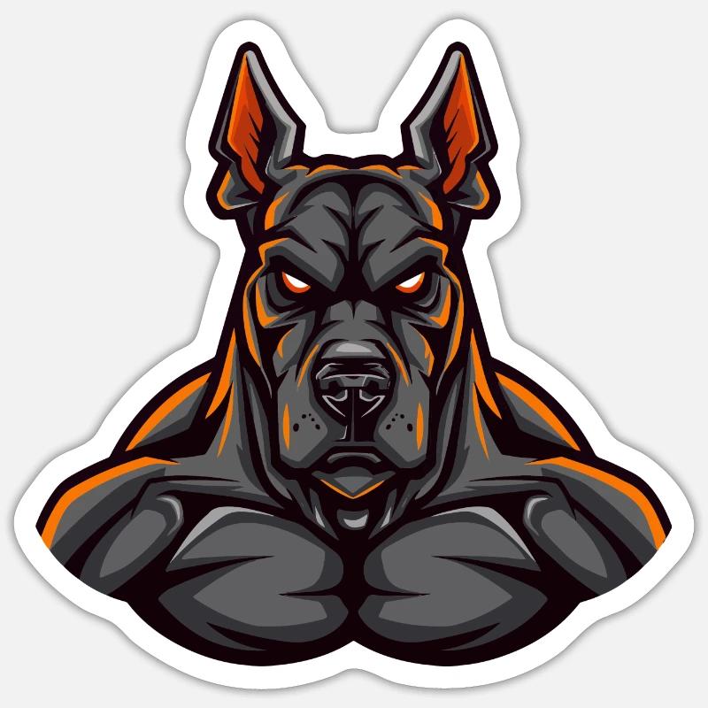 Chien Doberman - Sticker taille S (10 x 10 cm) - blanc mat
