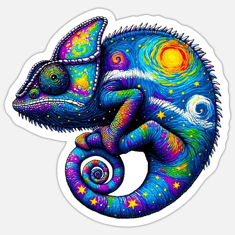 Caméléon - Sticker taille S (10 x 10 cm) - blanc mat