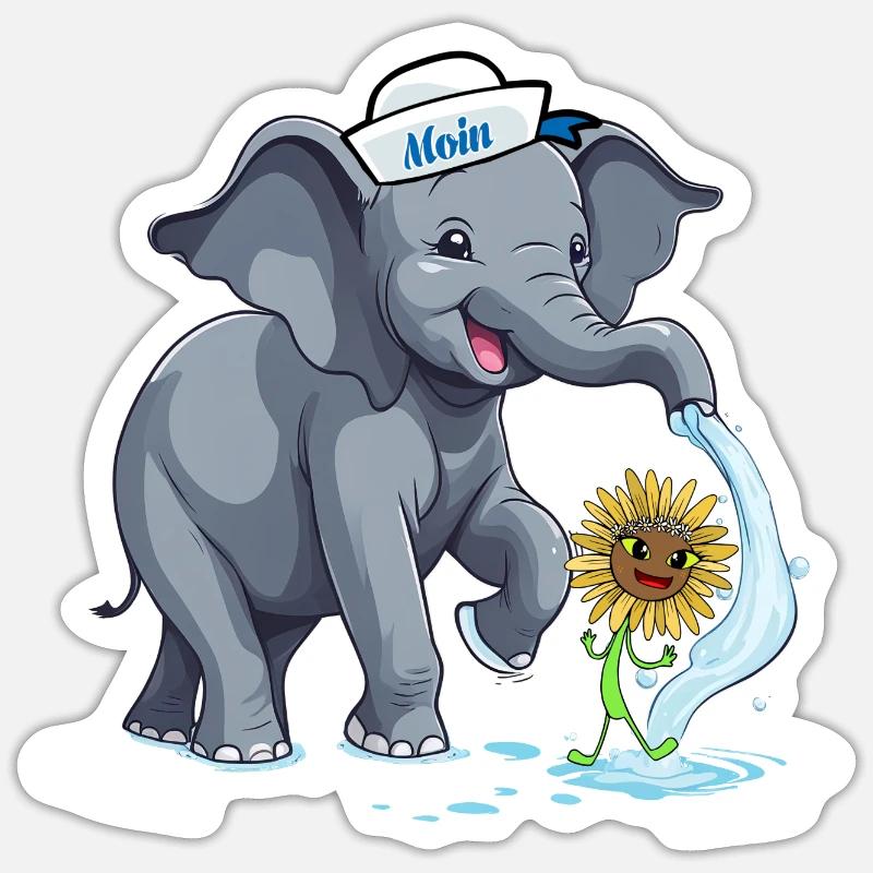 Elefant Elefant Maritime - Sticker størrelse S (10 x 10 cm) - mat hvid