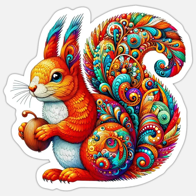 Eichhörnchen - Sticker Größe S (10 x 10 cm) - Mattweiß