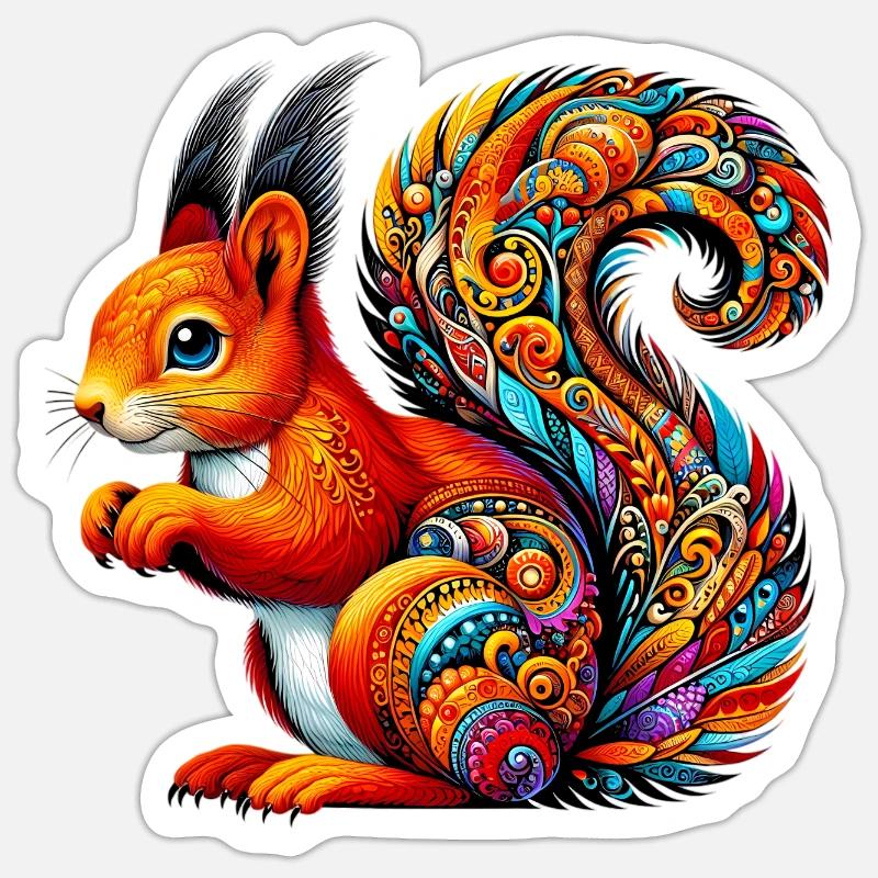 Eichhörnchen - Sticker Größe S (10 x 10 cm) - Mattweiß