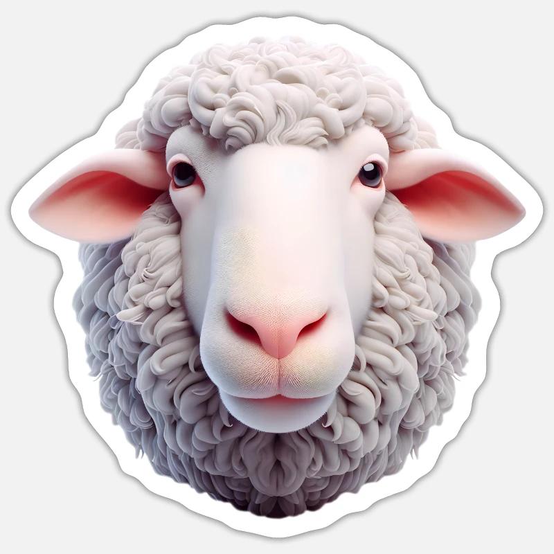 Schaf Kopf 2 - Sticker Größe S (10 x 10 cm) - Mattweiß