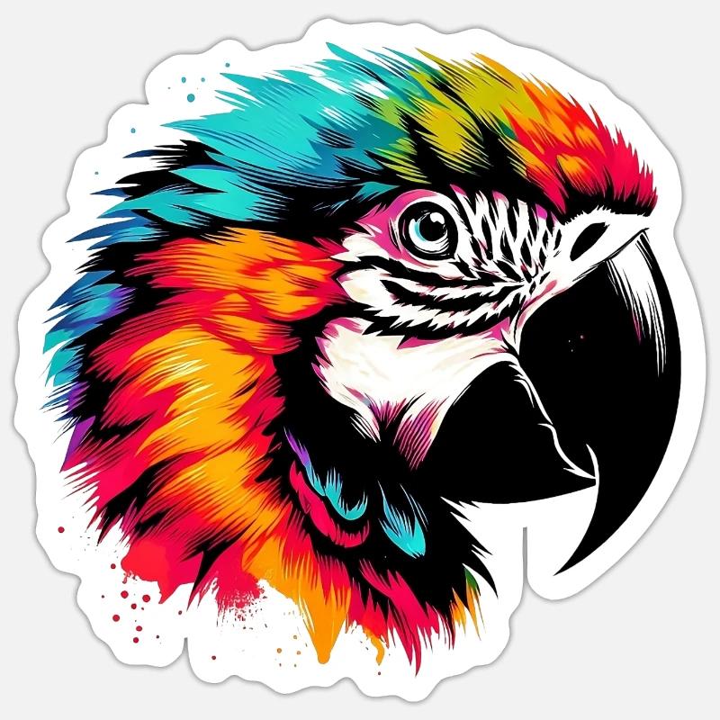 Perroquet - Sticker taille S (10 x 10 cm) - blanc mat
