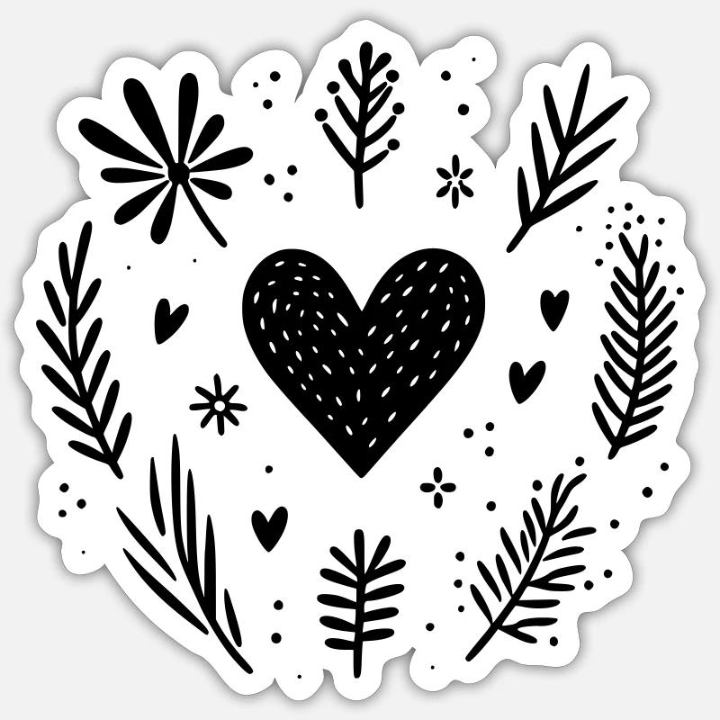 Heart with branches - Sticker size S (10 x 10 cm) - white matte