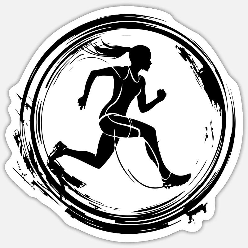 Silhouette de marathon de course à pied - Sticker taille S (10 x 10 cm) - blanc mat